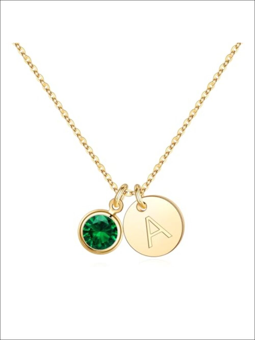 Personalized Initial Birthstone Pendant Necklace 16"